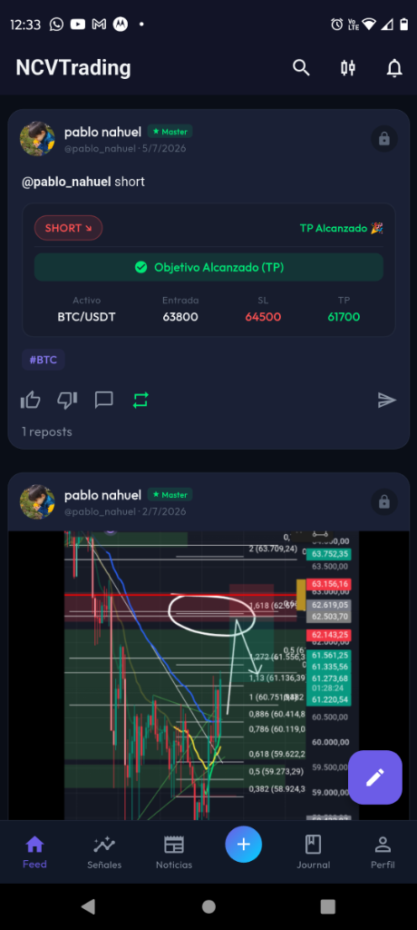 NCV Trading App Interface Feed Mockup